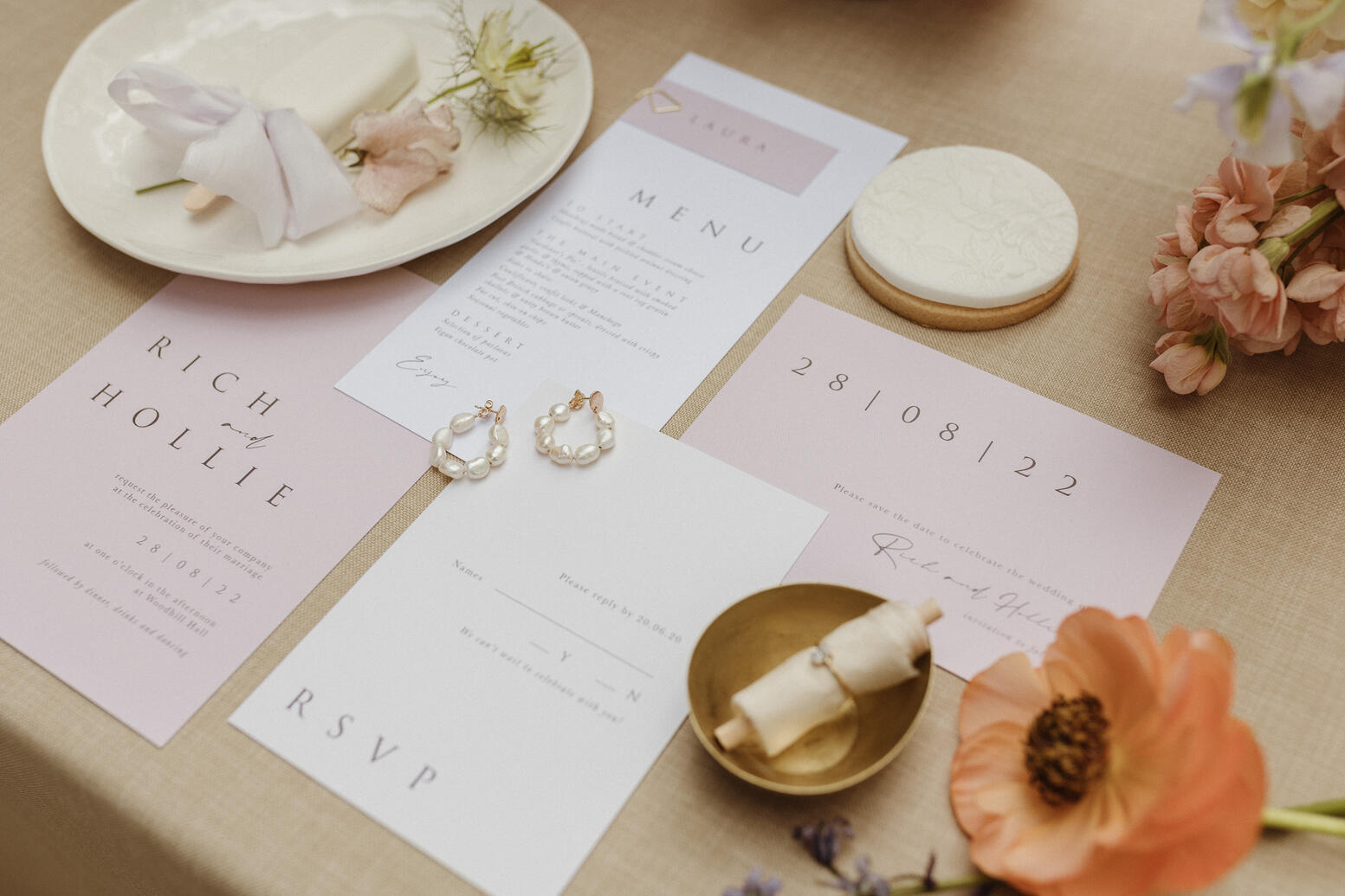 Selection of stationery, jewellery and baked goods