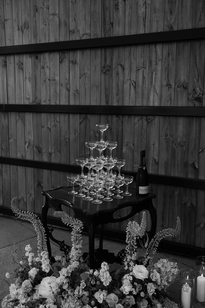 Champagne tower at the willow marsh farm